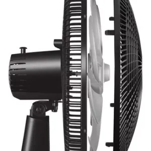 Ventilador de mesa Mondial Maxi Power 30cm preto vista lateral com grade desmontada e hélice visível