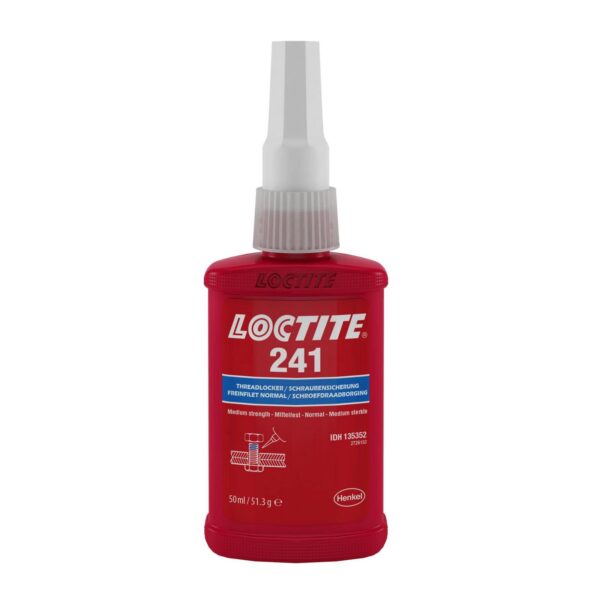Produto: Loctite 241 Descrição: O Loctite 241 é um adesivo anaeróbico de travamento de roscas de média resistência. Este produto é especialmente formulado para travar e vedar parafusos, porcas e prisioneiros, evitando que se soltem devido à vibração e ao impacto. Características Técnicas: - Volume: 50 ml - Peso: 51,3 g - Resistência: Média - Cor do produto: Vermelho - Tipo de embalagem: Frasco plástico com bico aplicador - Composição: Adesivo anaeróbico - Aplicação: Travamento de roscas - Temperatura de operação: -55°C a +150°C - Tempo de cura inicial: 10 minutos - Tempo de cura total: 24 horas - Viscosidade: Média Características Funcionais: - Ideal para aplicações em que seja necessário desmontar com ferramentas manuais. - Proporciona uma vedação resistente a líquidos e gases. - Adequado para uso em metais como aço, alumínio e latão. - Resistente a óleos, combustíveis e fluidos industriais. - Facilita a desmontagem sem danificar os componentes. Categoria do Produto: - Ferramentas e Materiais de Construção - Adesivos e Selantes - Produtos de Manutenção Industrial - Fixadores e Acessórios Atributos do Produto: - Marca: Loctite - Modelo: 241 - Tipo de Adesivo: Anaeróbico - Aplicação: Travamento de Roscas - Resistência: Média - Volume: 50 ml - Peso: 51,3 g - Cor: Vermelho - Temperatura de Operação: -55°C a +150°C - Tempo de Cura Inicial: 10 minutos - Tempo de Cura Total: 24 horas - Viscosidade: Média
