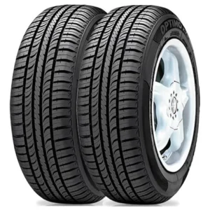 Pair of Hankook 175/80R14 tires with white rims, new condition, detailed tread pattern.