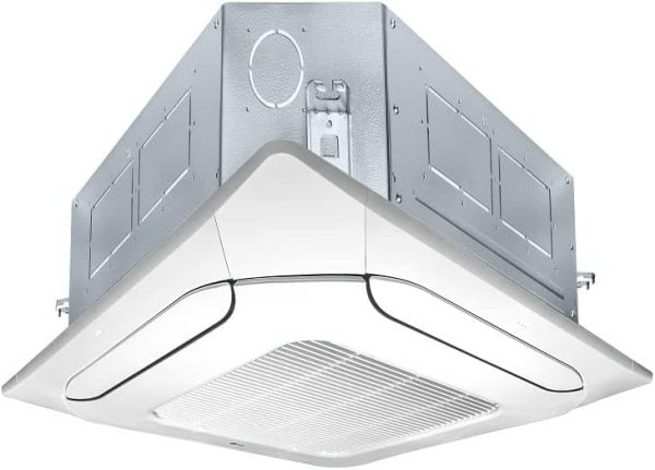 **Product Description: LG Cassette Inverter Split Air Conditioner 24000 BTU/h** **Physical Characteristics:** - **Type:** Cassette air conditioner - **Design:** Mounted in the ceiling, providing a discreet installation - **Dimensions:** Compact design suitable for commercial and residential spaces - **Color:** Predominantly white with a sleek, modern appearance - **Finish:** Smooth, glossy surface with a matte silver metallic back panel **Technical Specifications:** - **Cooling Capacity:** 24000 BTU/h, suitable for medium to large rooms - **Inverter Technology:** Energy-efficient, adjusts compressor speed for optimal cooling and reduces energy consumption - **Power Supply:** Typically requires 220-240V/50Hz, ensuring compatibility with standard electrical systems **Functional Aspects:** - **Airflow Direction:** Four-way airflow design with adjustable louvers, allowing customized airflow for uniform temperature distribution - **Noise Level:** Operates quietly, enhancing comfort in living or working environments - **Control Options:** Compatible with remote control and smart thermostats for convenient operation - **Filters:** Equipped with a washable filter for easy maintenance and improved air quality - **Energy Rating:** High energy efficiency rating, which minimizes operating costs while providing effective cooling **Additional Features:** - **Installation Flexibility:** Thin design allows for installation in constraints, fitting into standard ceiling grids - **Backup Functionality:** Designed to maintain optimal performance during peak load conditions - **Refrigerant Type:** Typically uses R32 or a similar environmentally friendly refrigerant for effective cooling with lower greenhouse gas emissions **Differentiators:** - **Smart Diagnostics:** Often includes a wireless interface for troubleshooting and maintenance alerts - **Warranty:** Typically comes with a limited warranty covering parts and compressor to ensure reliability and customer satisfaction. This detailed description outlines the technical, physical, and functional characteristics of the LG Cassette Inverter Split Air Conditioner, making it suitable for categorization and attribute development in product listings.