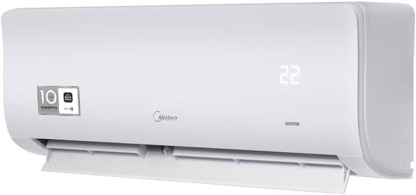 Product Brand: Midea Product Type: Split Inverter Air Conditioner Model Number: 42AGVCI09M5 / 38AGVCI09M5 Color: White Dimensions: 20 cm (depth) x 72.9 cm (width) x 29.2 cm (height) Weight: 30.6 kg Voltage: 220 Volts Cooling Capacity: 9000 BTUs Special Features: Inverter compressor, High Wall installation Efficiency Rating: 5 Stars Included Components: Indoor unit, Outdoor unit, Remote control Visible Text: Midea, Inverter, Cooling: 22°C Packaging: Air conditioner comes with installation components (not visible) Functionality: Designed for cooling with inverter technology for improved energy efficiency Availability: Available for purchase since October 25, 2023 Customer Rating: 4.6 out of 5 stars (based on 242 reviews) Best Seller Ranking: No. 3 in Split Air Conditioners, No. 285 in Home category Categories: Appliances > Home > Air and Ventilation > Air Conditioner > Split Air Conditioner